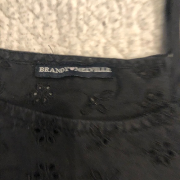 Brandy Melville Black Eyelet Kiara Crop Top Halter - Picture 2 of 5
